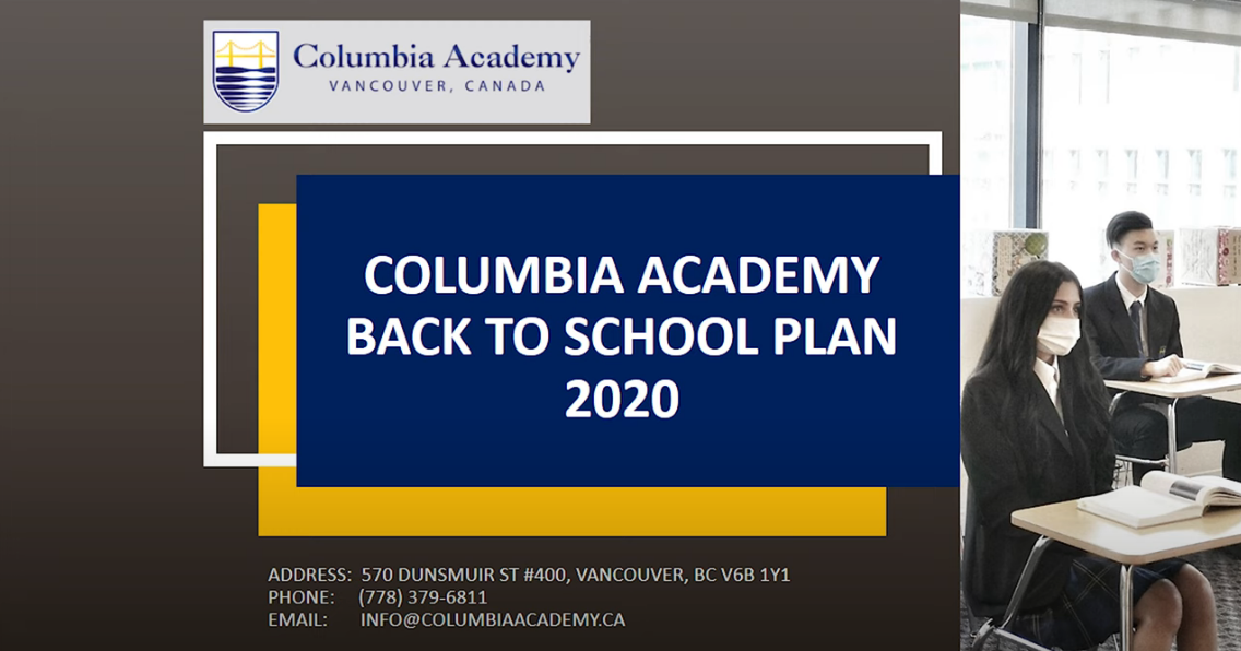Columbia Academy Back To School Plan 2020 September Columbia Academy