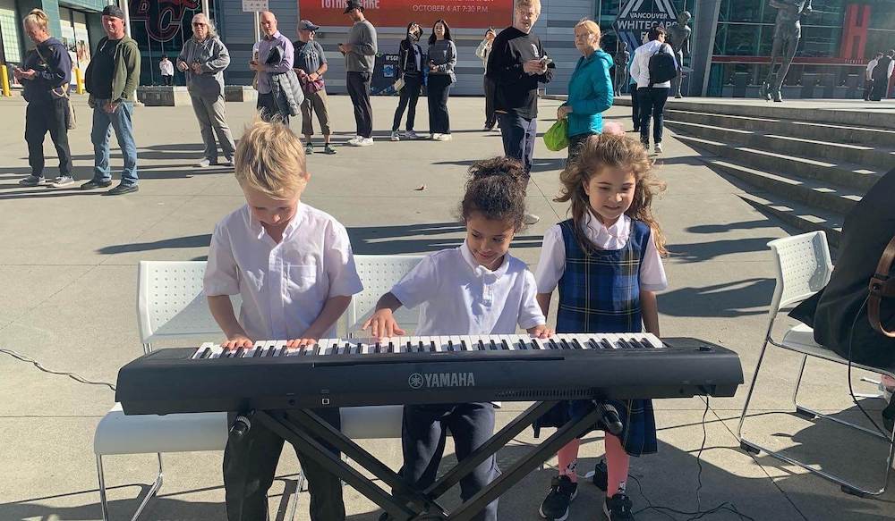 K–7 students learning music and languages at a Vancouver private school
