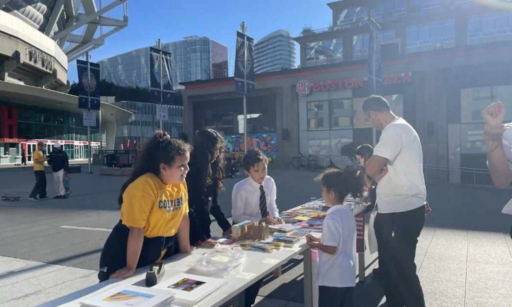 parents visiting a K–7 private school in downtown Vancouver